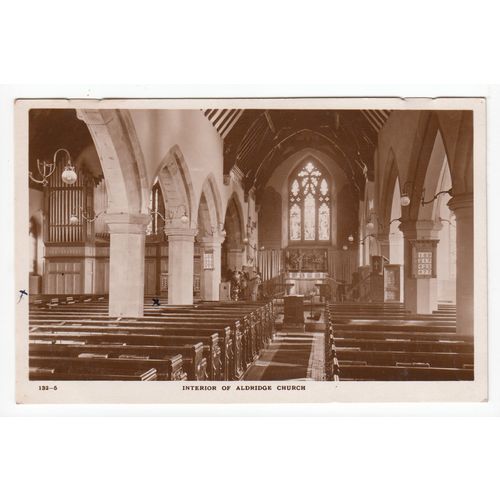St Mary's Parish Church Interior Aldridge Postcard RP Staffordshire 1325