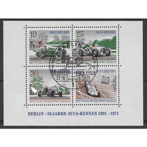 BERLIN - 1971 '50TH ANN OF THE AVUS RACING TRACK ' M/S FINE USED (EBID60-733XL)