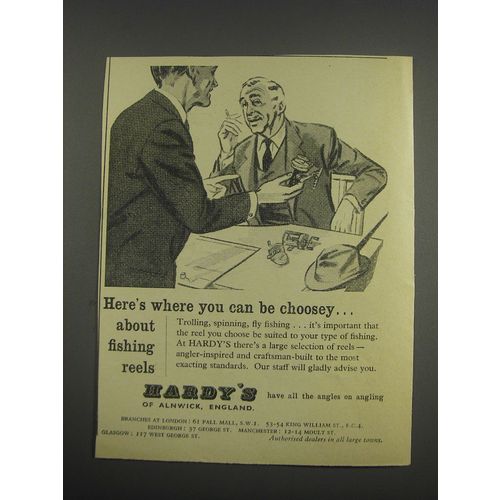 1957 Hardy's Fishing Equipment Ad - Here's where you can be choosey