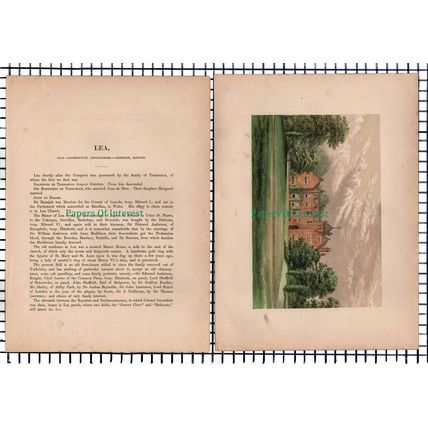 (6700) Lea Trehamton Lincolnshire - c.1880 Print & Article - Marks Are Present!
