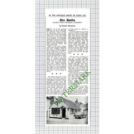 9838) Six Bells Church End Antiques Dunmow Essex Mr Mason - 1967 Cutting