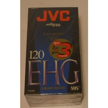 JVC 2 SX + 1 EHG 120 Minute Bonus Pack 3 Pack VHS Cassettes Sealed