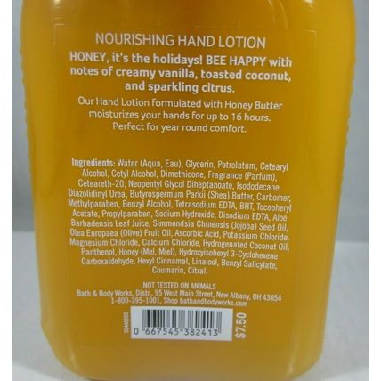 Bath & Body Works Hand Lotion 8 oz Honey Butter Bee Happy Vanilla Snowflake