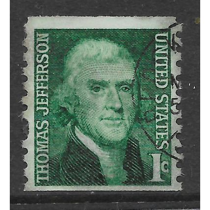 USA 1968 1c GREEN THOMAS JEFFERSON SG1259 FINE USED#3