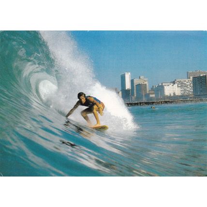 Durban Surf and Skyline South Africa Postcard unused crease