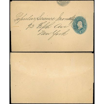 1894 Issued US Scott #W303 Wrapper, Oval Cxl Sent to Popular Science Monthly, NY