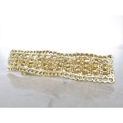 3 inch gold wavy mesh alligator hair clip barrette
