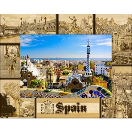 Spain Laser Engraved Wood Picture Frame Landscape (4 x 6)