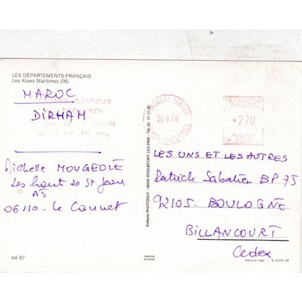 Alpes Maritimes France Multiview Postcard posted 1988 VGC