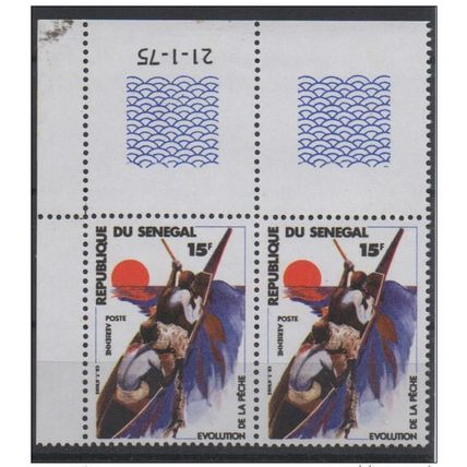 Sénégal 1977 Mi. D629 25F PAIRE COIN DATE Evolution de la pêche Fishing