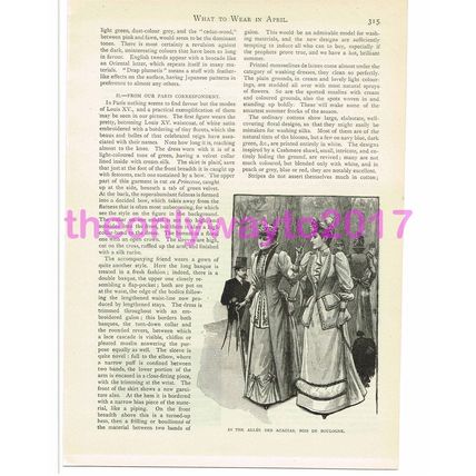 Clothes for April, Victorian Ladies Fashion, Book Illustration (Print), 1891