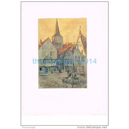 TURCKHEIM, SUNSET, FRANCE, BOOK ILLUSTRATION/PRINT FROM ALSACE-LORRAINE, 1918