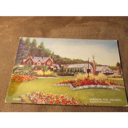 Valentines Postcard - Sandringham House Garden Norfolk - Artist J. Lindsay A1697