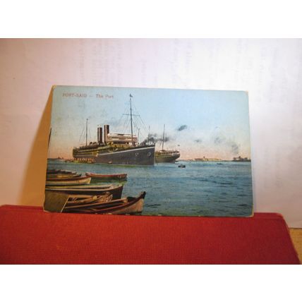 THE PORT, SUEZ CANAL, PORT-SAID, EGYPT used postcard 1927 postmark =