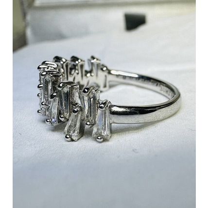 Ring Bomb Party Sz6 RBP Abstract Cluster of Colorless Gems on Rhodium P Band