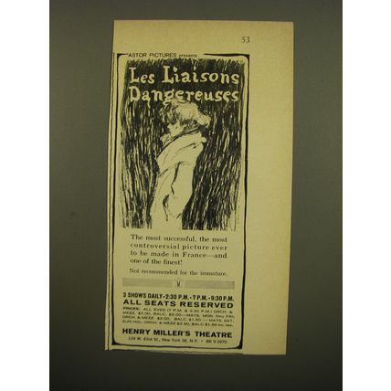 1961 Les Liaisons Dangereuses Movie Advertisement - The most successful