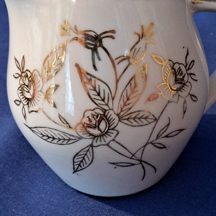 Vintage China FLORAL CREAMER 3 1/2" JAPAN Gold Flowers Trim