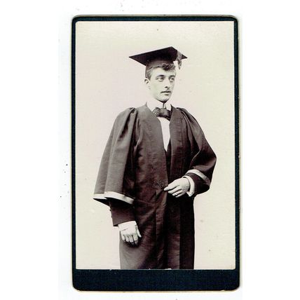 Victorian cdv photo man graduate wearing mortar board unstated photographer