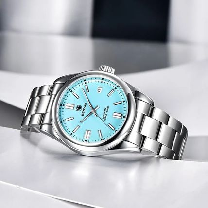 BENYAR (Part of Pagani) Light Blue Face Automatic Movement Steel Bracelet Watch