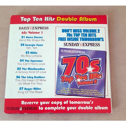Top Ten Hits (Volume 1 & 2) : Double Promotionanal CD from the Daily Express