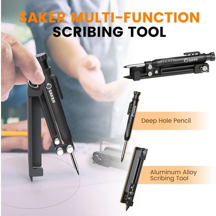 Saker Multi-Function Scribing Tool- Construction Pencil- Aluminum Alloy Scribe T