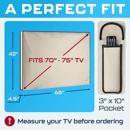 Outdoor TV Cover 70-75 Inch | Waterproof and Weatherproof TV Covers | Outdoor TV