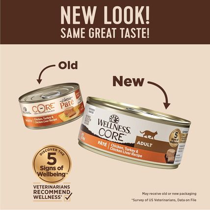 Wellness CORE Pate Adult Wet Cat Food, Natural, Protein-Rich, Grain Free, 5.5 Ou