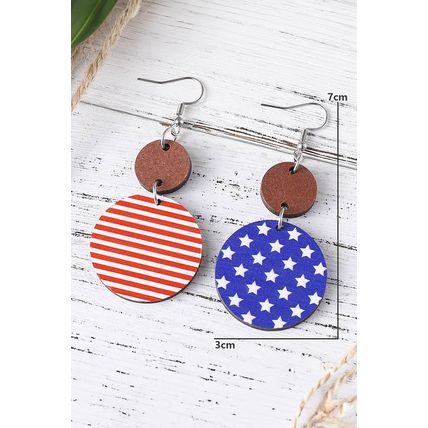 Dark Blue 4th of July Wooden Flag Earrings