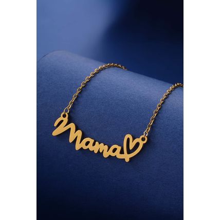 Gold mama Heart Pendant Chain Necklace