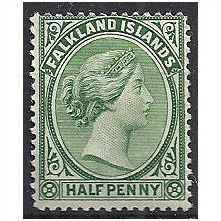Falkland Islands 1892 SG16 1/2d Green Mounted Mint ..
