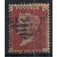 1858 SG43 1d Red Plate 152 Fine Used Check Letters "MI".