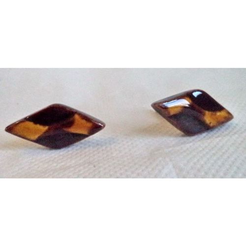 Rare vintage 60s Glazed Ceramic harlequin diamond art Men Jewellery Cufflinks
