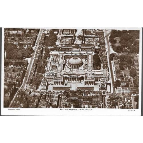 London - British Museum, Bloomsbury from air - Aerofilms RP postcard c.1930s
