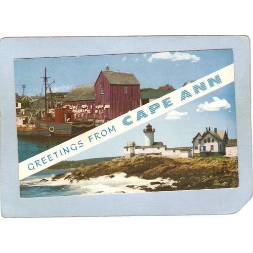 MA Cape Ann Lighthouse Postcard Greetings From Cape Ann Eastern Point Ligh~497
