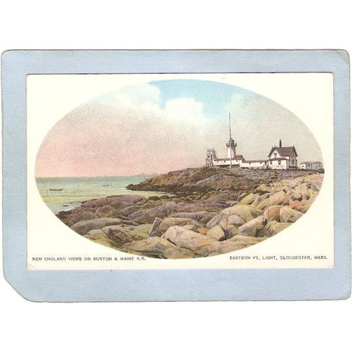 MA Gloucester Lighthouse Postcard Eastern Point Light New England Views On~506
