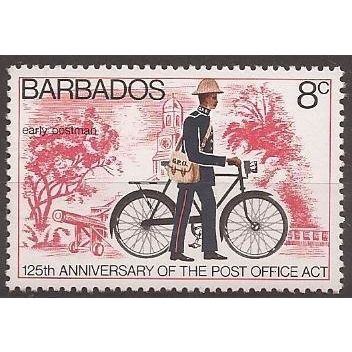 Barbados 1976 Post Office 8c Mounted Mint MM SG 565 Sc 444 stamp Postman Bicycle