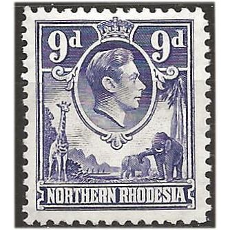 Northern Rhodesia 1952 SG39 9d Violet Mounted Mint . .. .