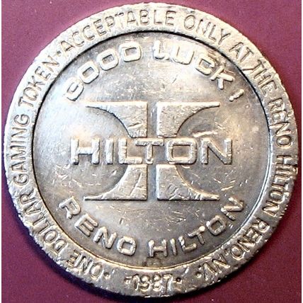 Hilton. $1 Casino Token. Reno, NV. F30.
