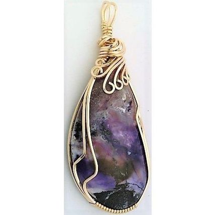 Tiffany Stone Jasper Gold Wire Wrap Pendant 63