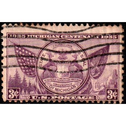 USA 1935 State Seal of Michigan 3c Used Stamp .