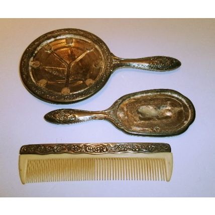 3 Piece Lot of Antique Mirror Frames and French Ivory Comb