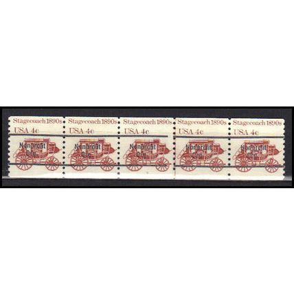 1898Ab 4c Stagecoach Fine MNH Dry Gum PNC 5/5 Line Gap AA0033