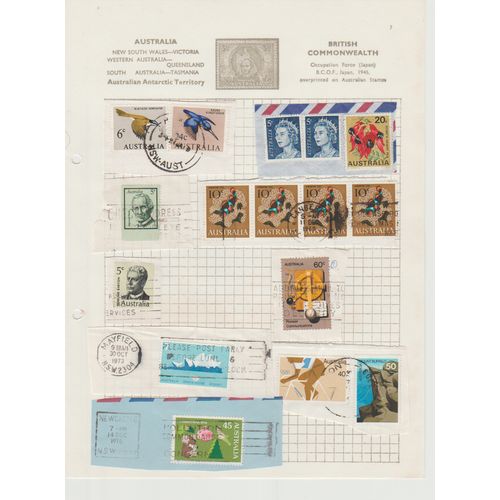 Australia page of 16 stamps with birds fish and Sydney Opera House