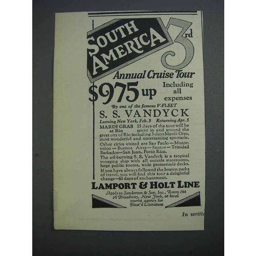 1927 Lamport & Holt Line Ad - South America