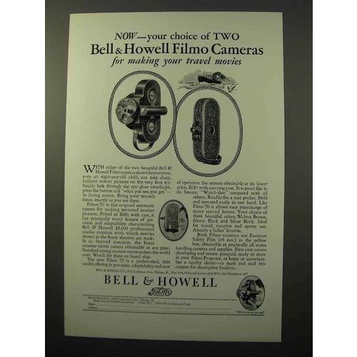 1928 Bell & Howell Filmo 70 and 75 Movie Cameras Ad
