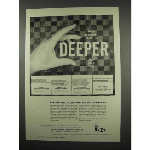 1957 Harris Bondwood Flooring Ad - Beauty is Deeper