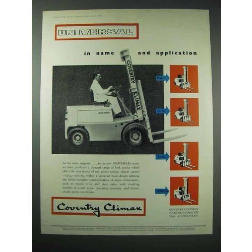 1958 Coventry Climax Universal Forklift Ad - in Name
