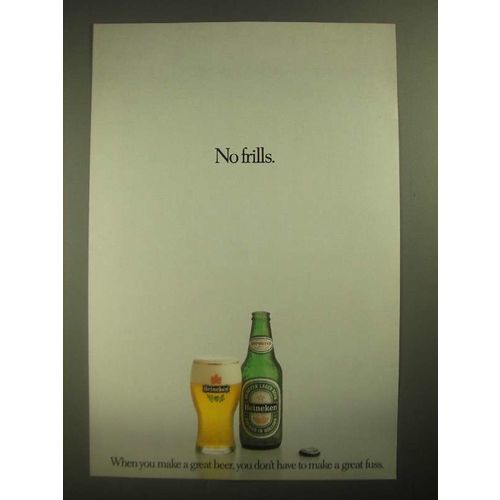 1987 Heineken Beer Ad - No Frills