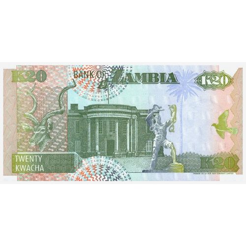 1992 Zambia 20 Kwacha Banknote UNC