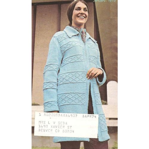 Knit Coat Pattern Blue Knit Coat